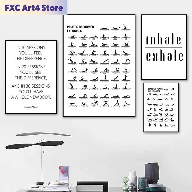 Pilates Yoga Gym - Affiche de tableau d'entraînement Pilates sans